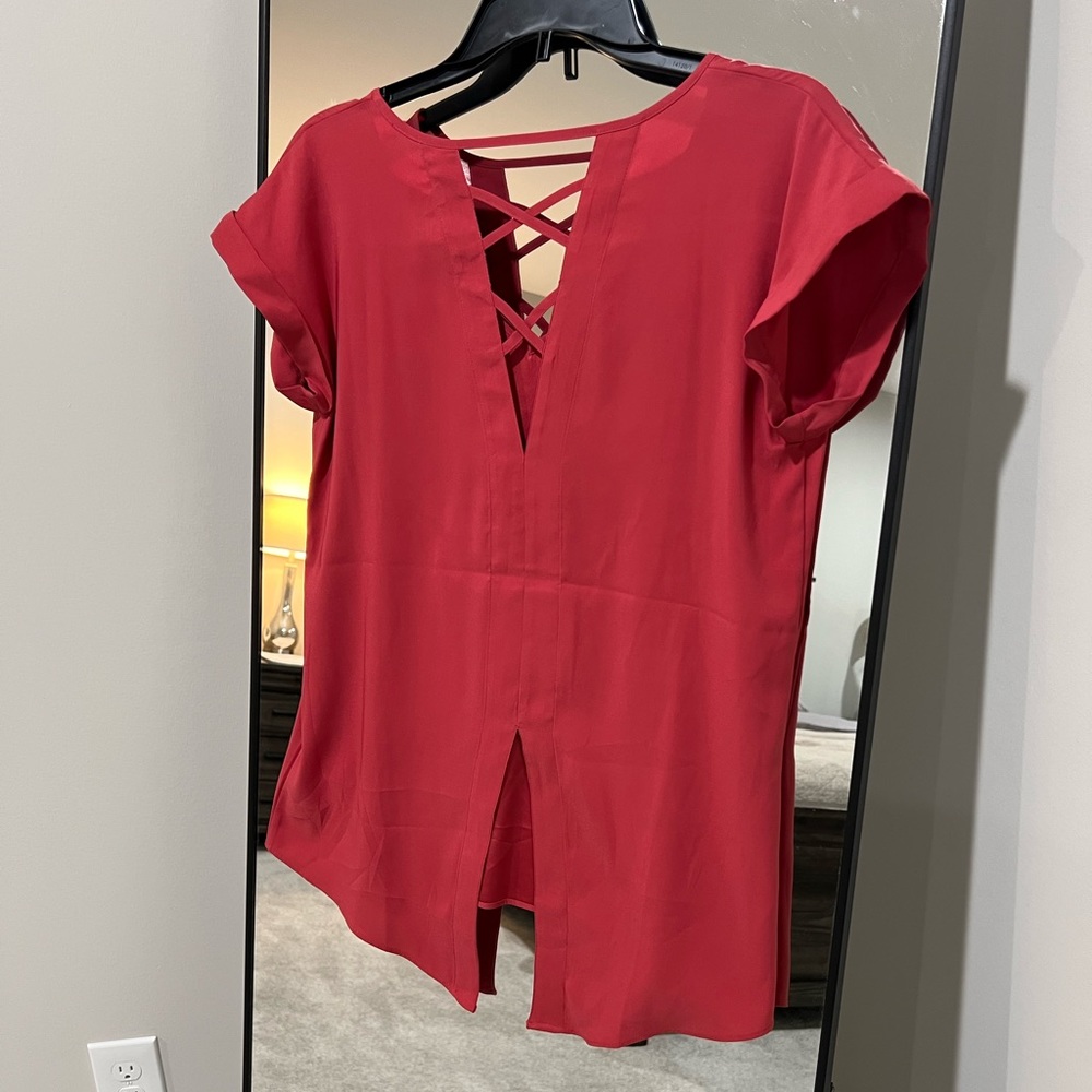 Express: Size Small, Red split back top - Picture 3 of 5